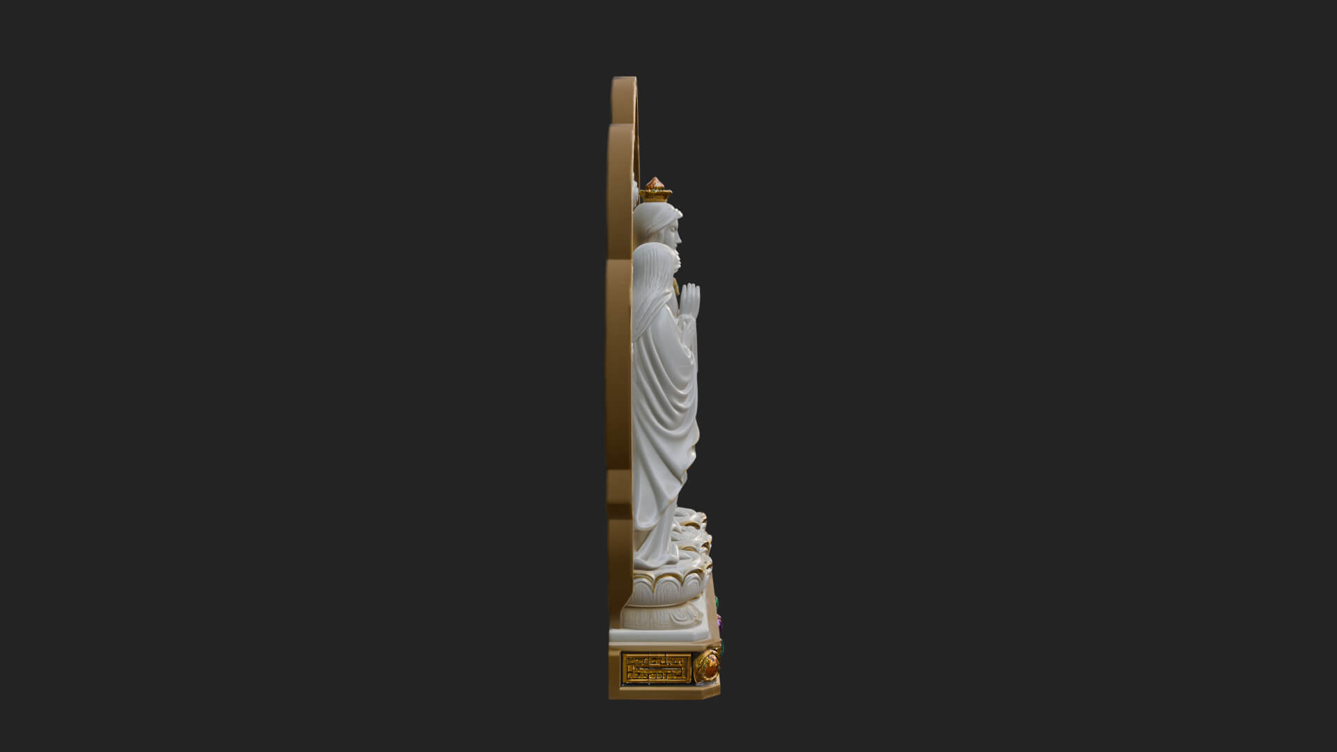 Guanyin Triad Shrine Statue Design 1 3D Print Model 3D Model