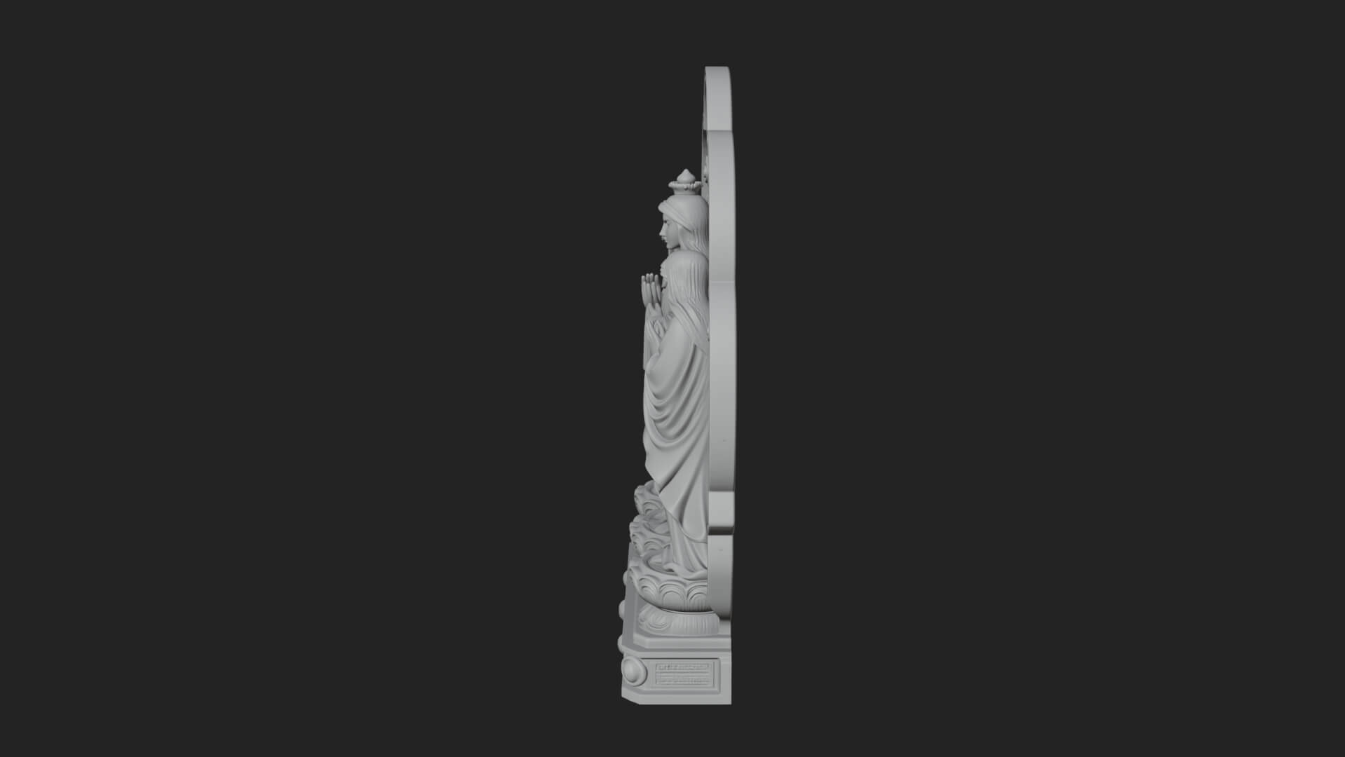 Guanyin Triad Shrine Statue Design 1 3D Print Model 3D Model