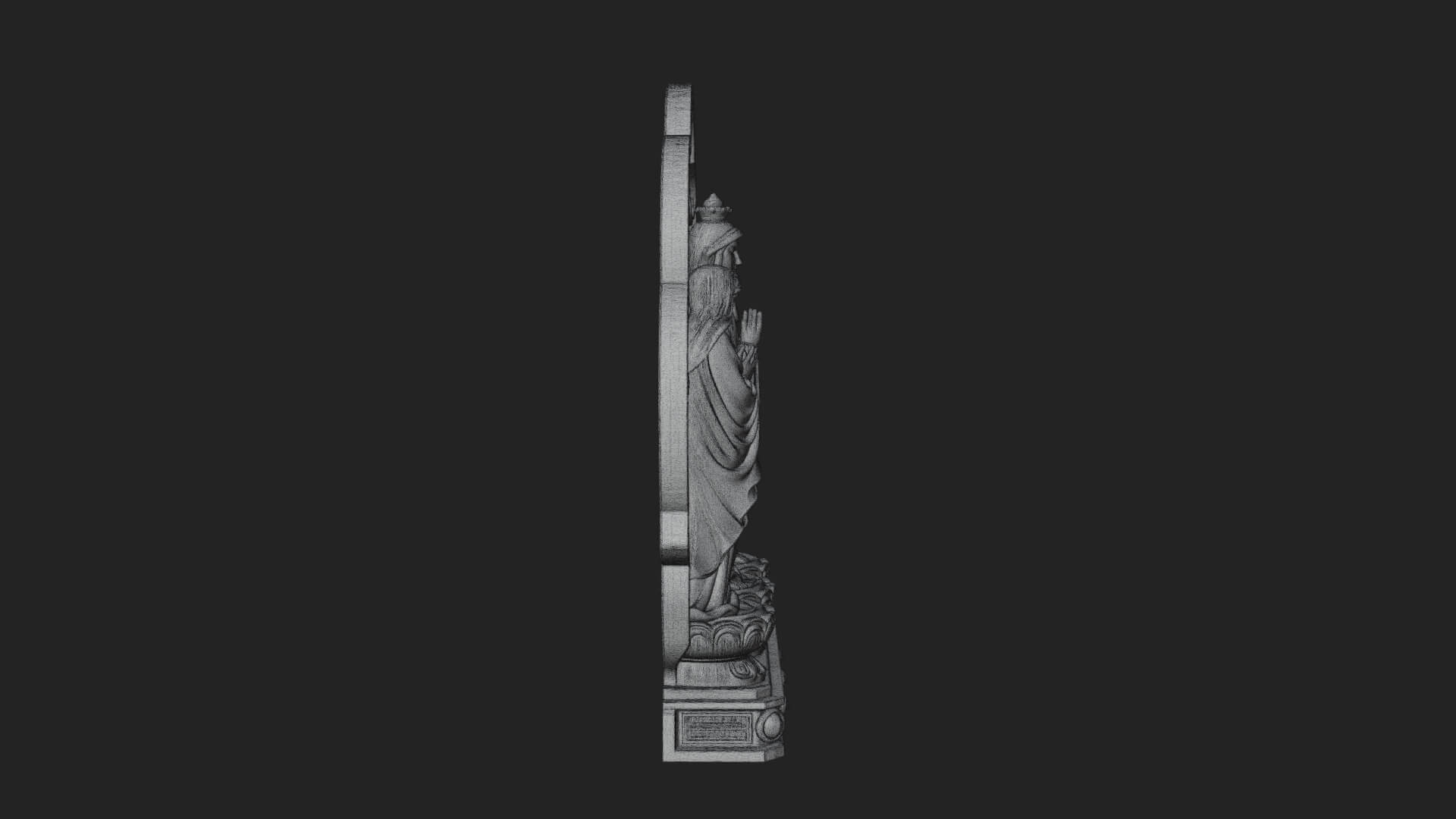 Guanyin Triad Shrine Statue Design 1 3D Print Model 3D Model