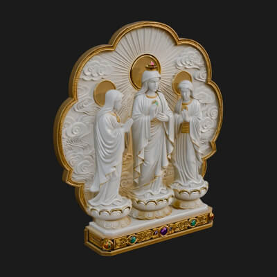 Guanyin Triad Shrine Statue Design 1 3D Print Model