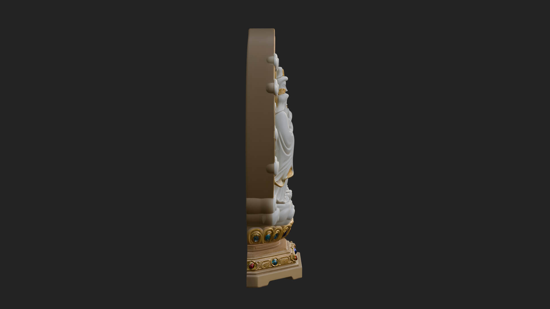 Guanyin Triad Shrine Statue Design 2 3D Print Model 3D Model