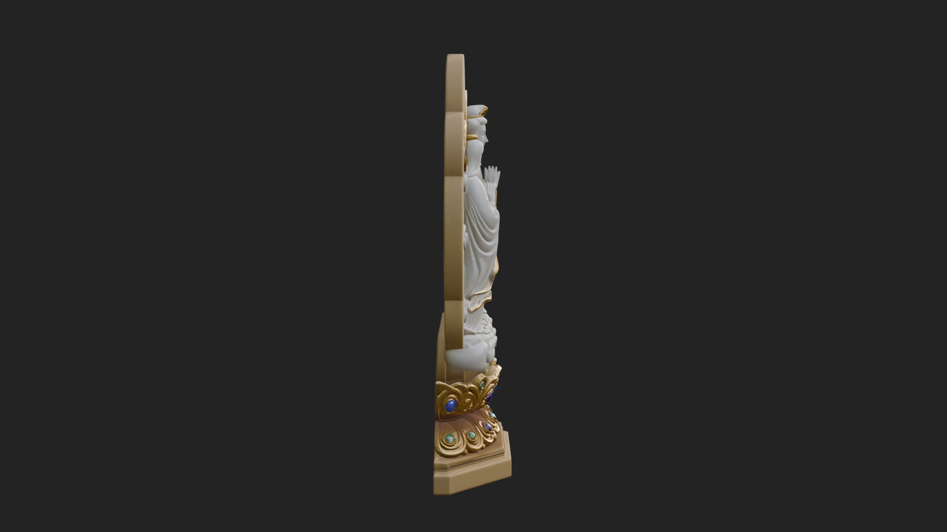 Guanyin Triad Shrine Statue Design 3 3D Print Model 3D Model