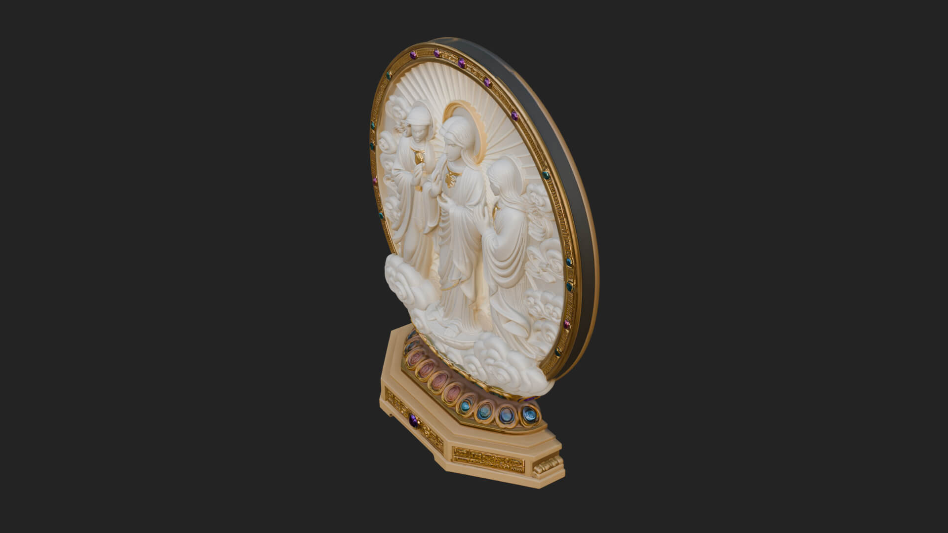 Guanyin Triad Shrine Statue Design 4 3D Print Model 3D Model