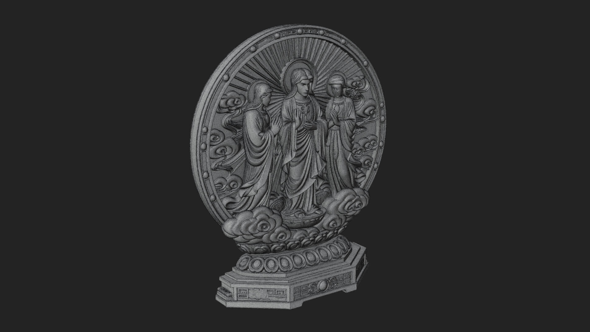 Guanyin Triad Shrine Statue Design 4 3D Print Model 3D Model