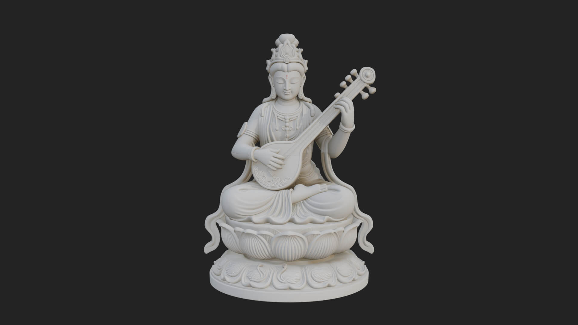 Guanyin with Lute Statue Design 1 3D Print Model 3D Model