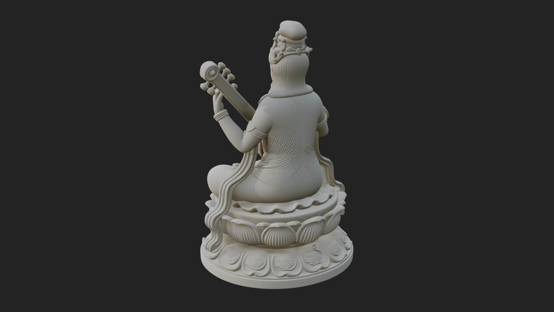 Guanyin with Lute Statue Design 1 3D Print Model 3D Model