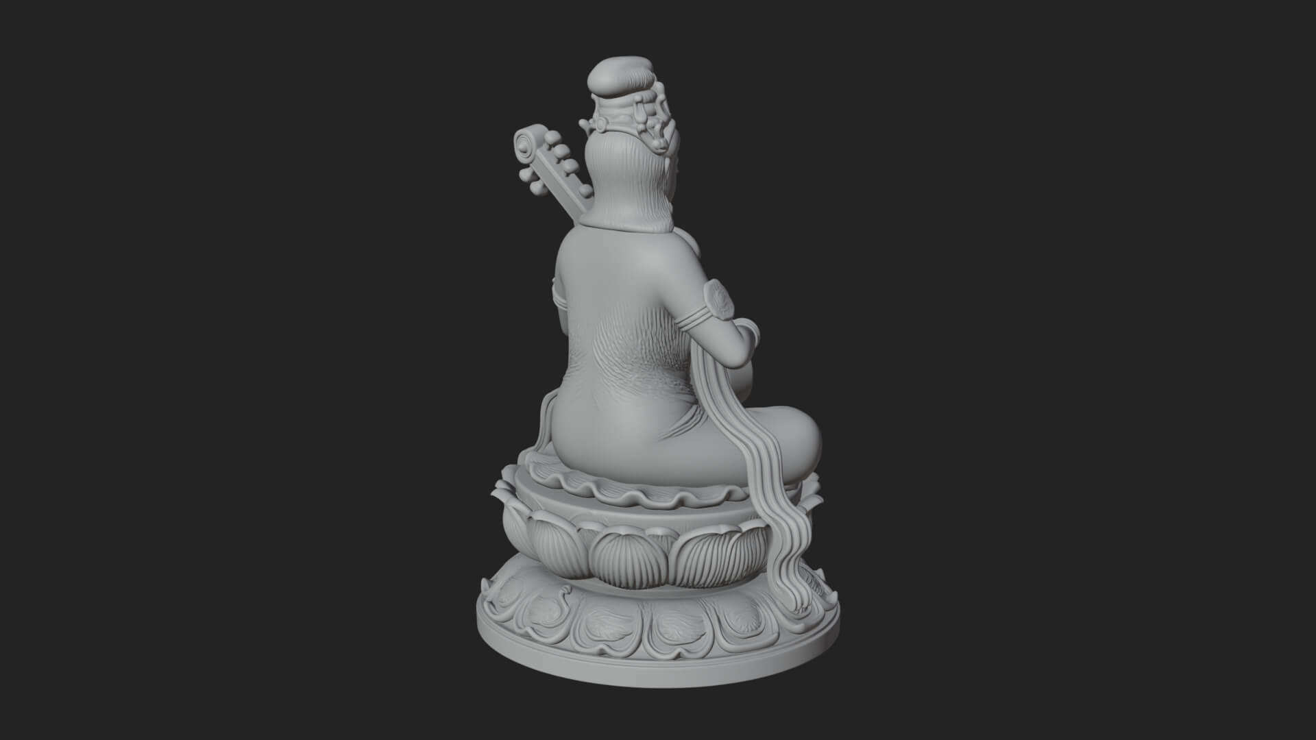 Guanyin with Lute Statue Design 1 3D Print Model 3D Model