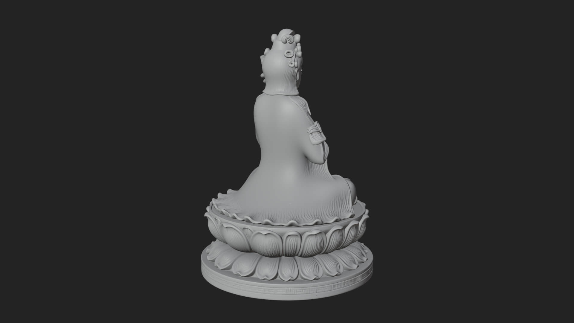 Guanyin with Lute Statue Design 2 3D Print Model 3D Model