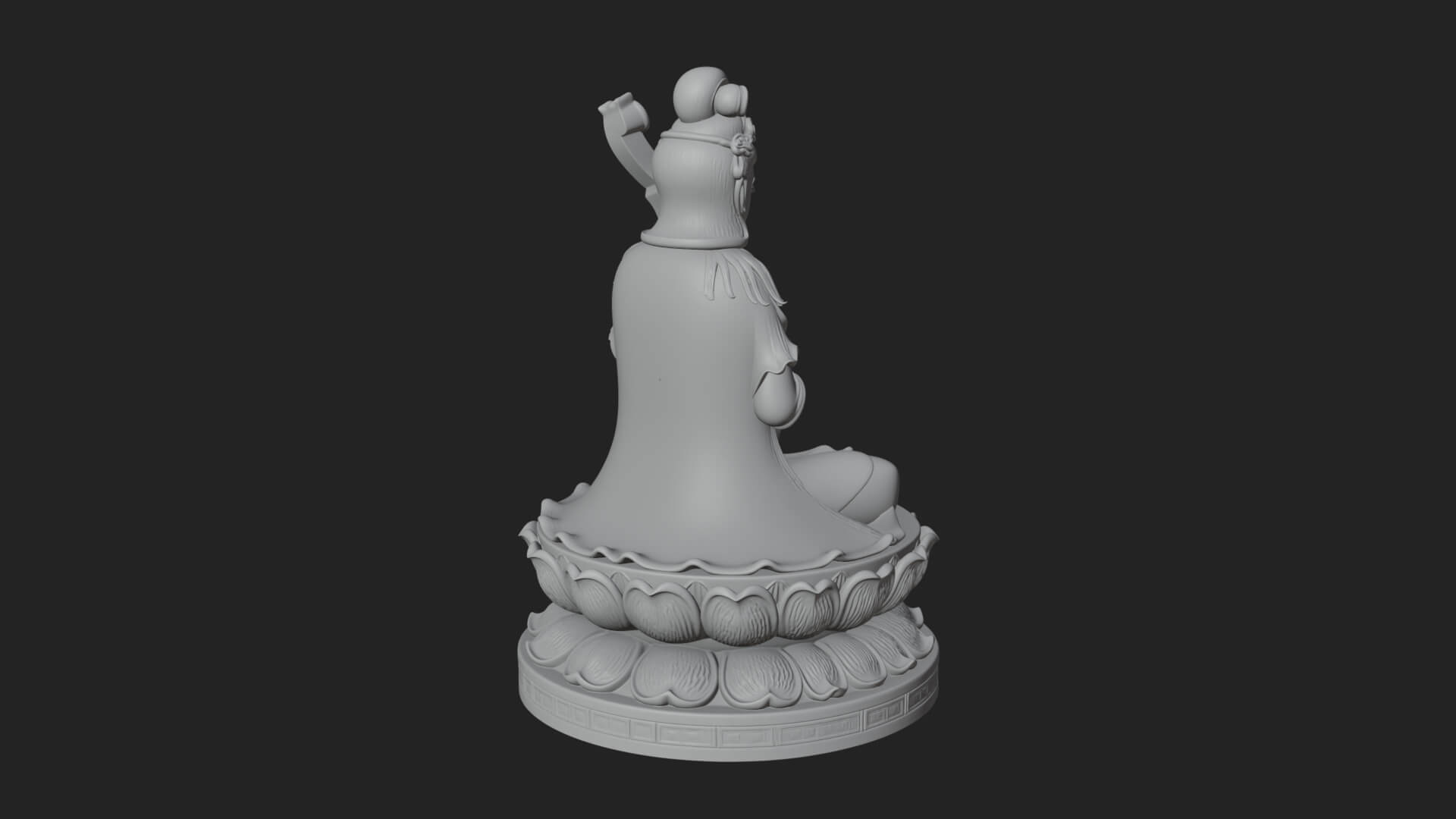 Guanyin with Lute Statue Design 3 3D Print Model 3D Model