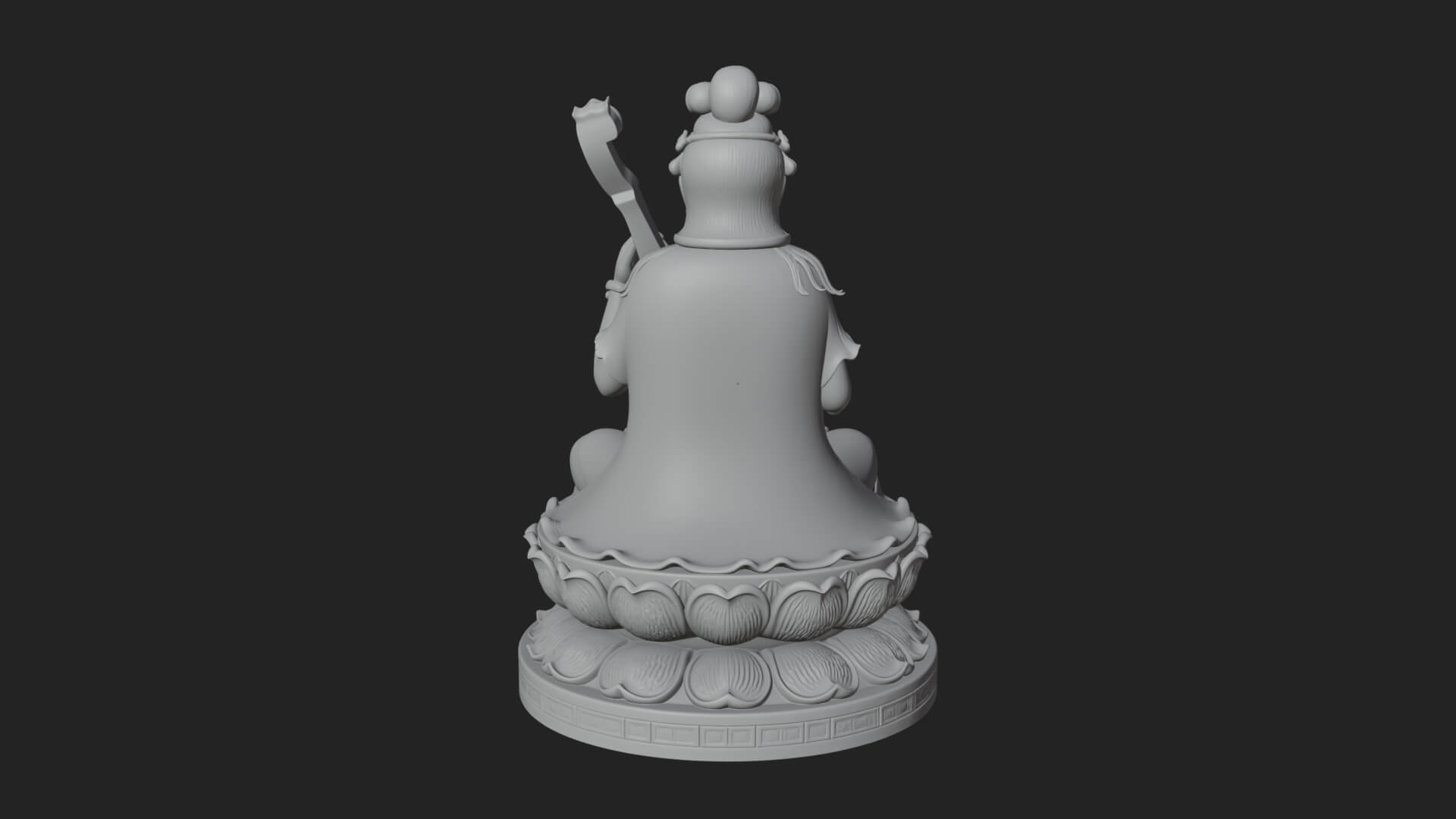 Guanyin with Lute Statue Design 3 3D Print Model 3D Model
