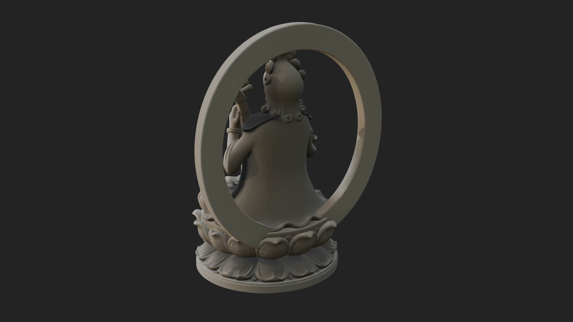 Guanyin with Lute Statue Design 4 3D Print Model 3D Model