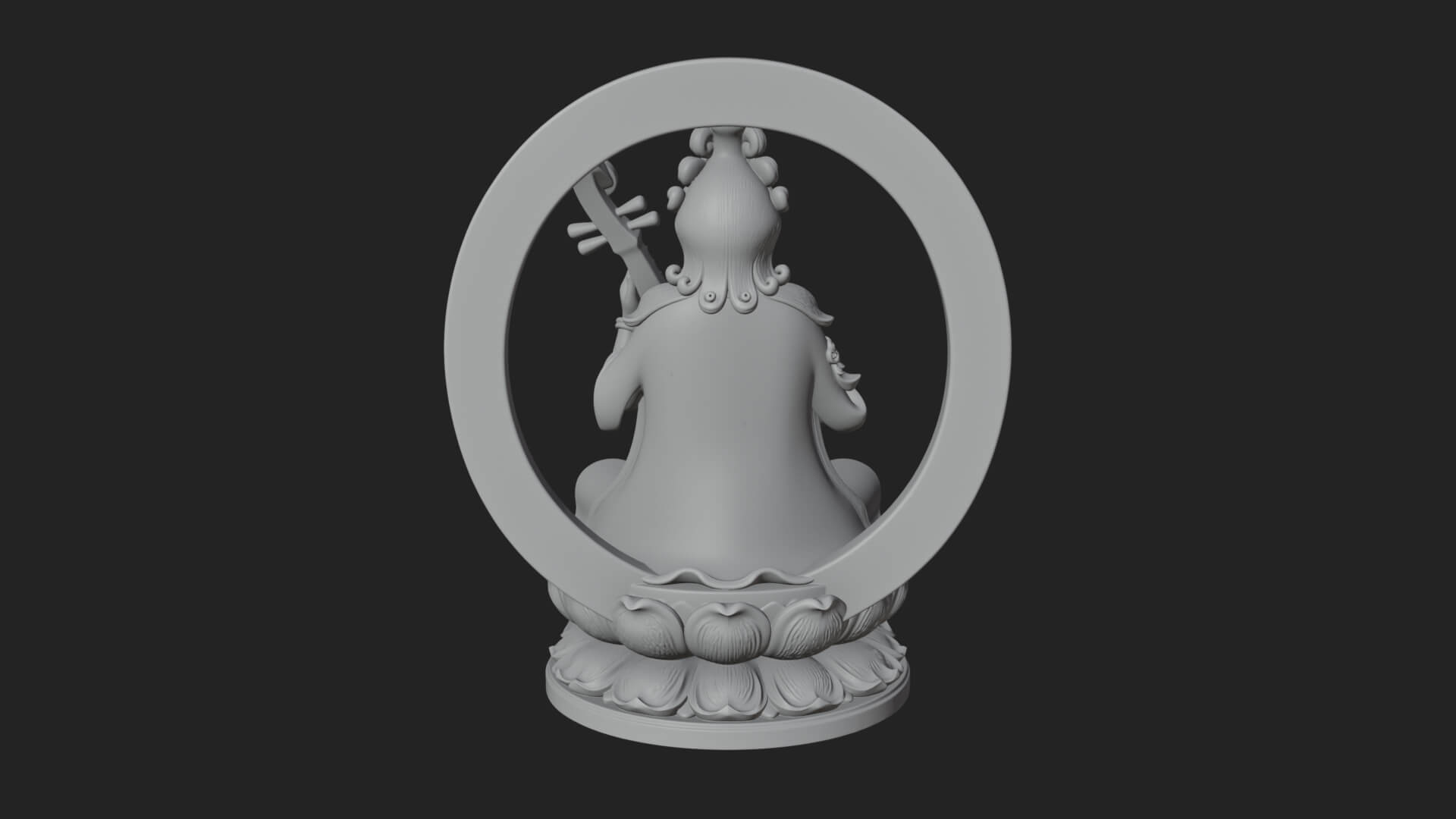 Guanyin with Lute Statue Design 4 3D Print Model 3D Model