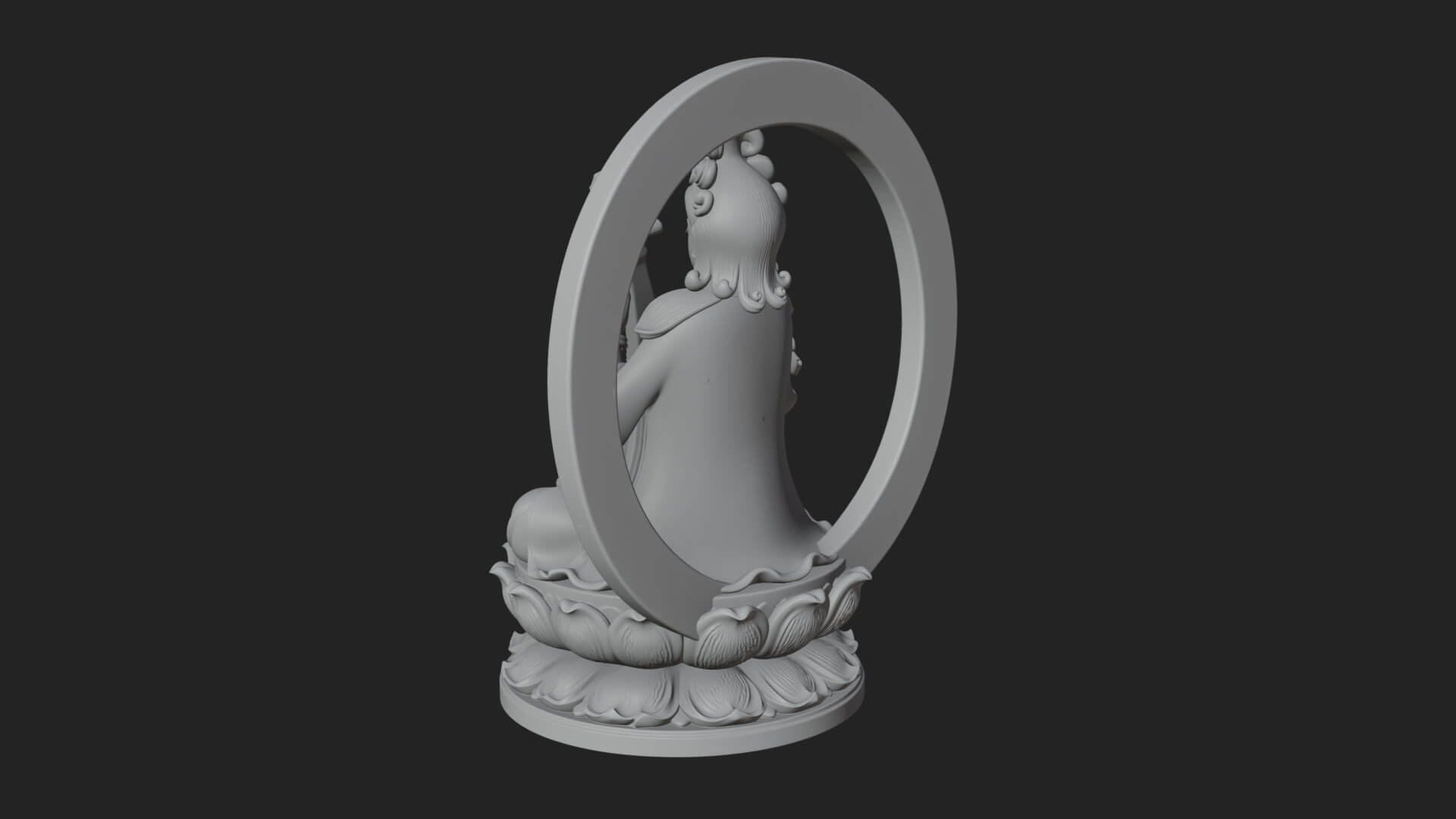 Guanyin with Lute Statue Design 4 3D Print Model 3D Model