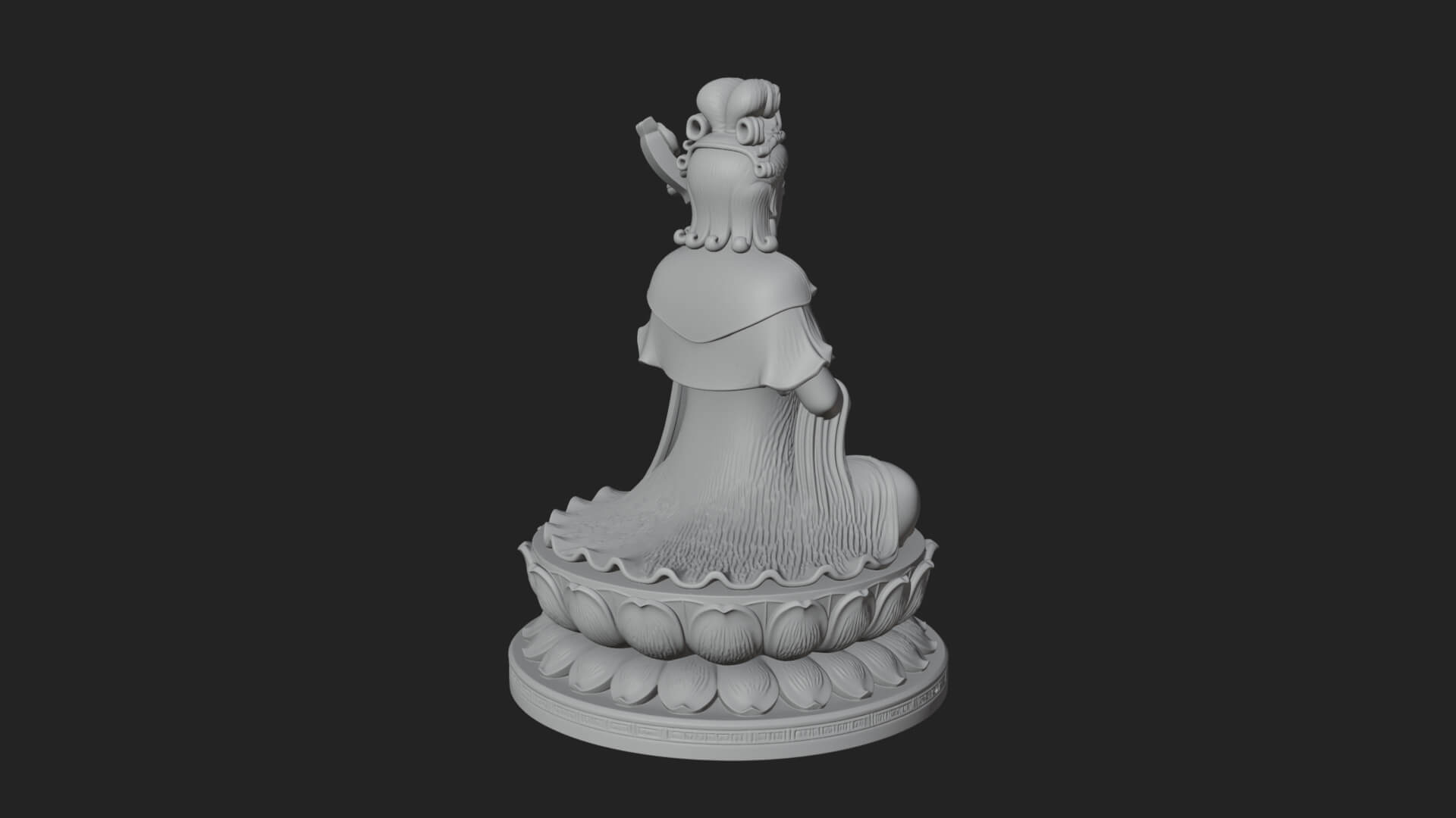 Guanyin with Lute Statue Design 5 3D Print Model 3D Model