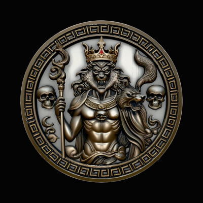 Hades and Cerberus Relief Medallion Pendant Design 1 3D P