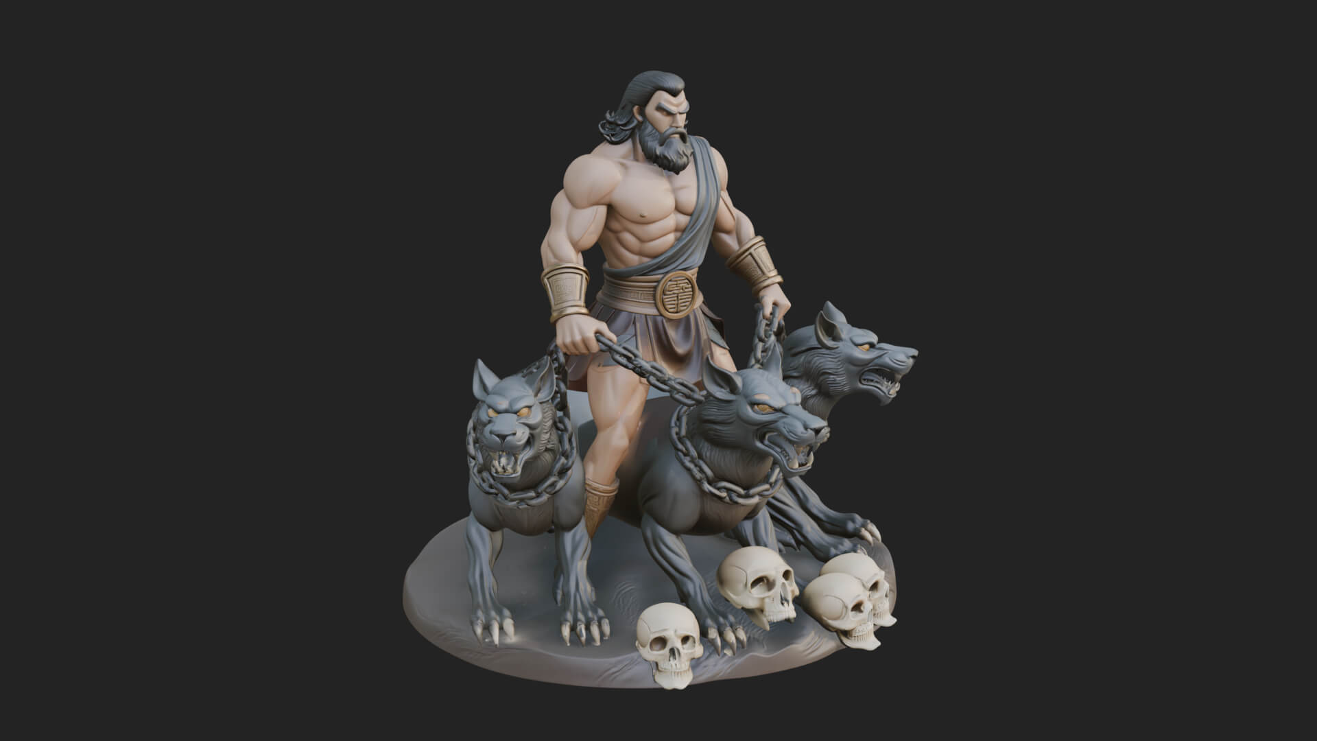 Hades with Cerberus Statue Design 2 3D Print Model 3D Model