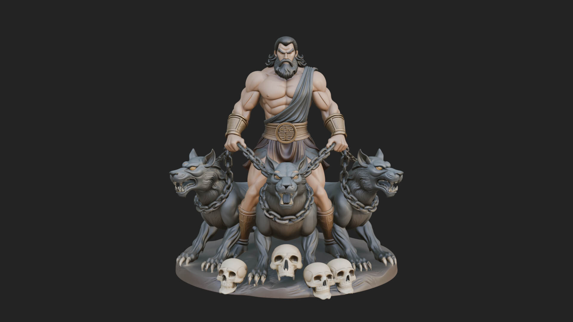 Hades with Cerberus Statue Design 2 3D Print Model 3D Model