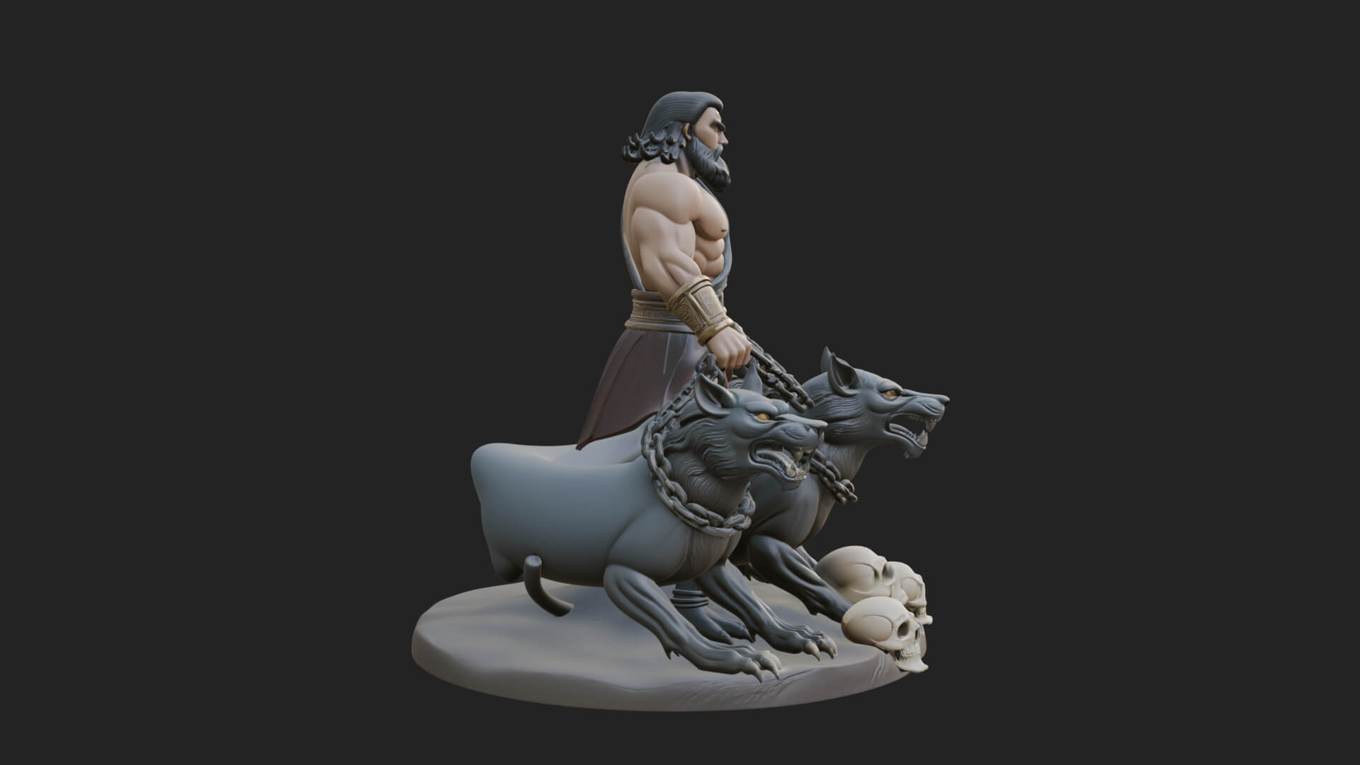 Hades with Cerberus Statue Design 2 3D Print Model 3D Model