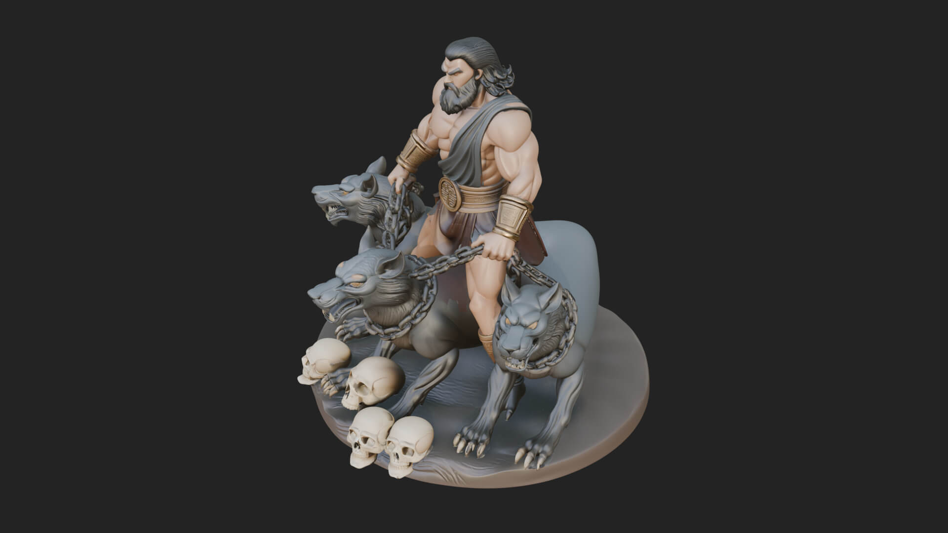 Hades with Cerberus Statue Design 2 3D Print Model 3D Model