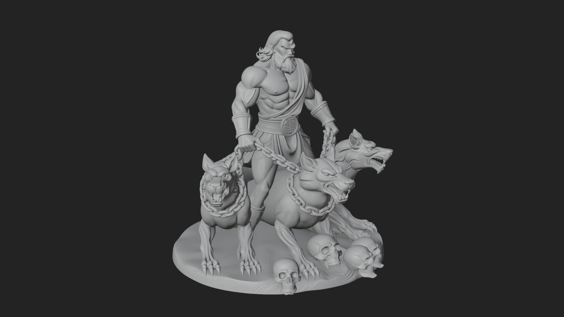Hades with Cerberus Statue Design 2 3D Print Model 3D Model