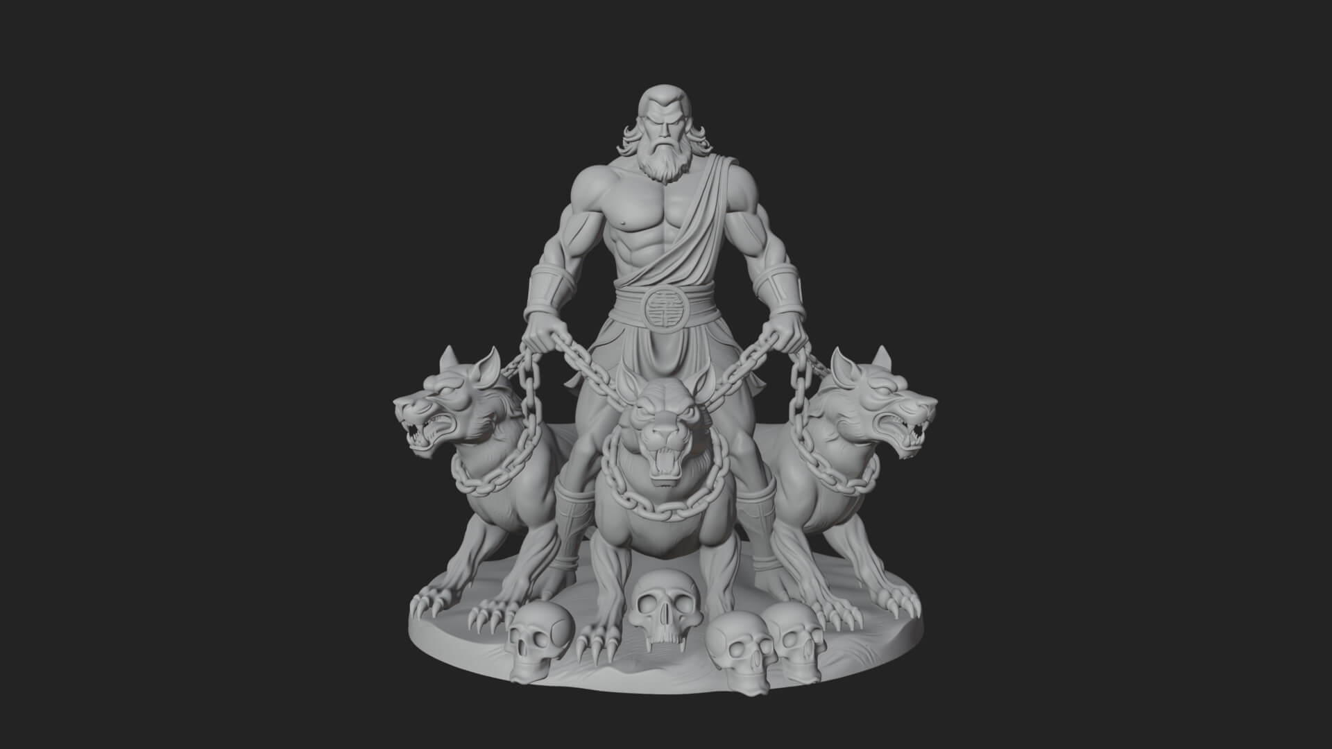 Hades with Cerberus Statue Design 2 3D Print Model 3D Model