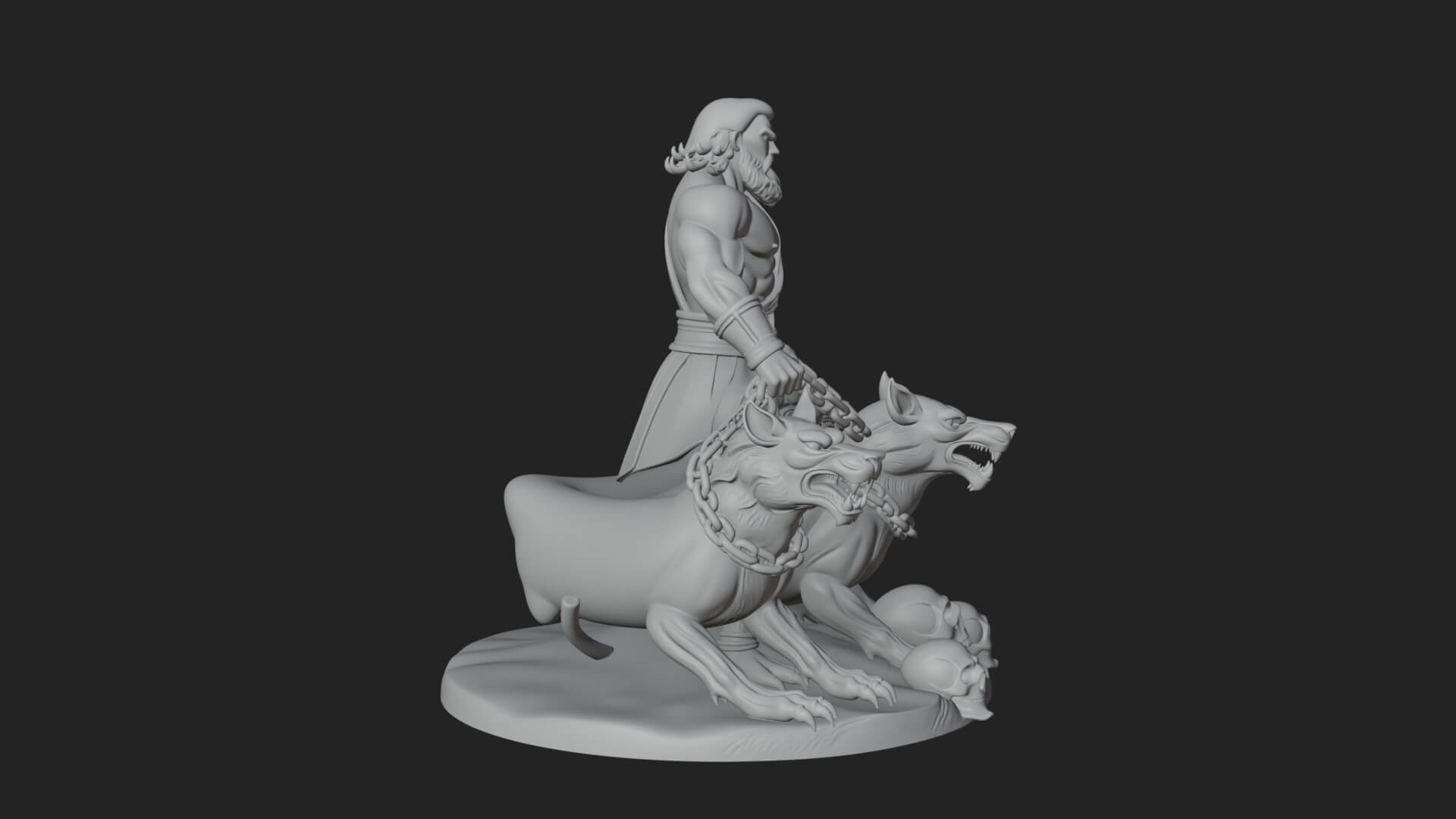 Hades with Cerberus Statue Design 2 3D Print Model 3D Model