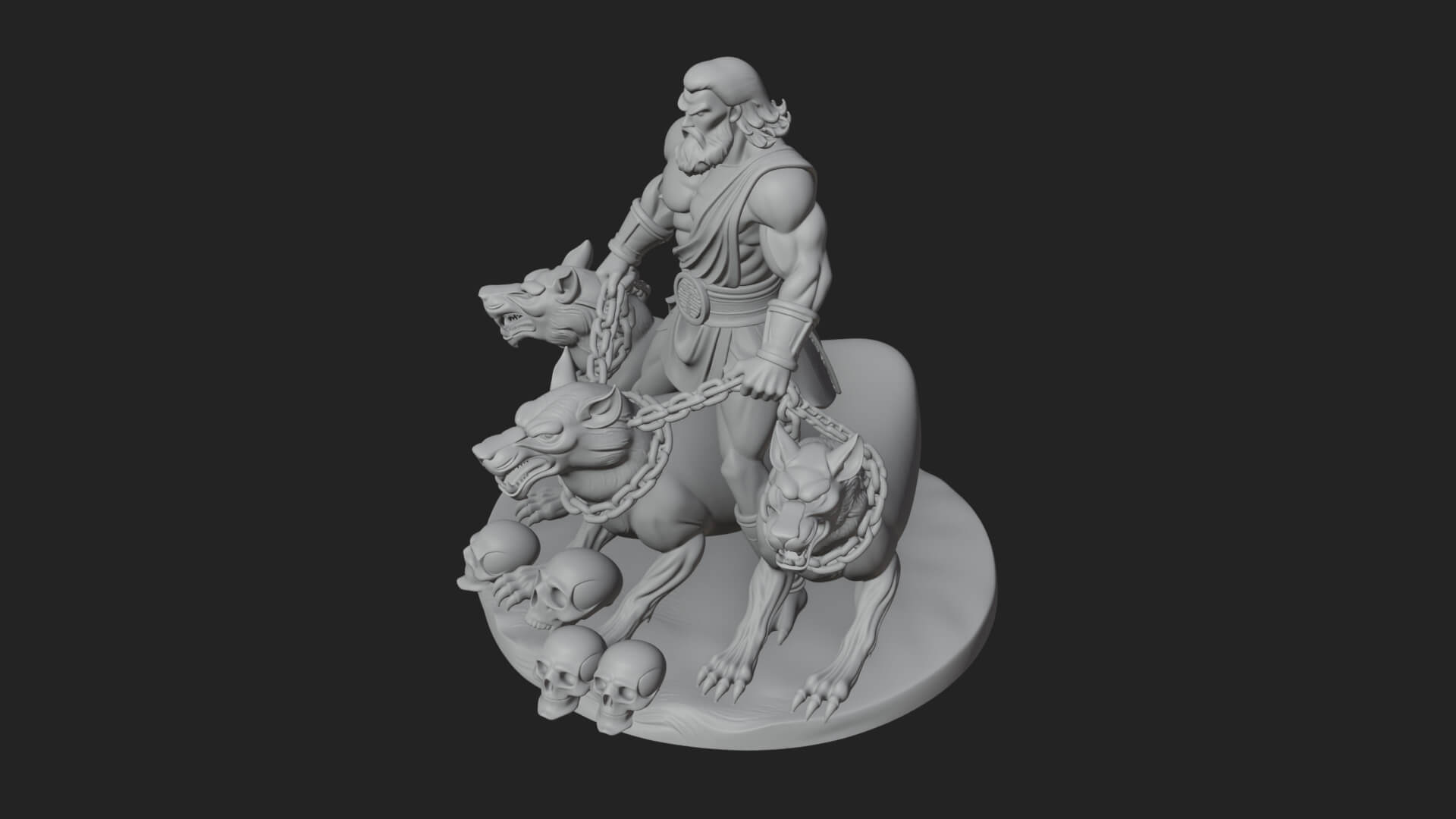 Hades with Cerberus Statue Design 2 3D Print Model 3D Model