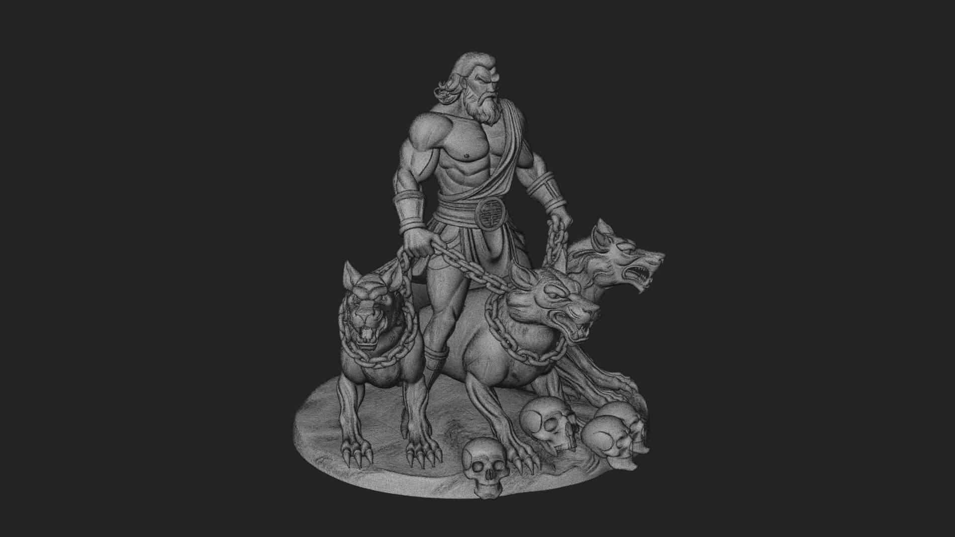 Hades with Cerberus Statue Design 2 3D Print Model 3D Model