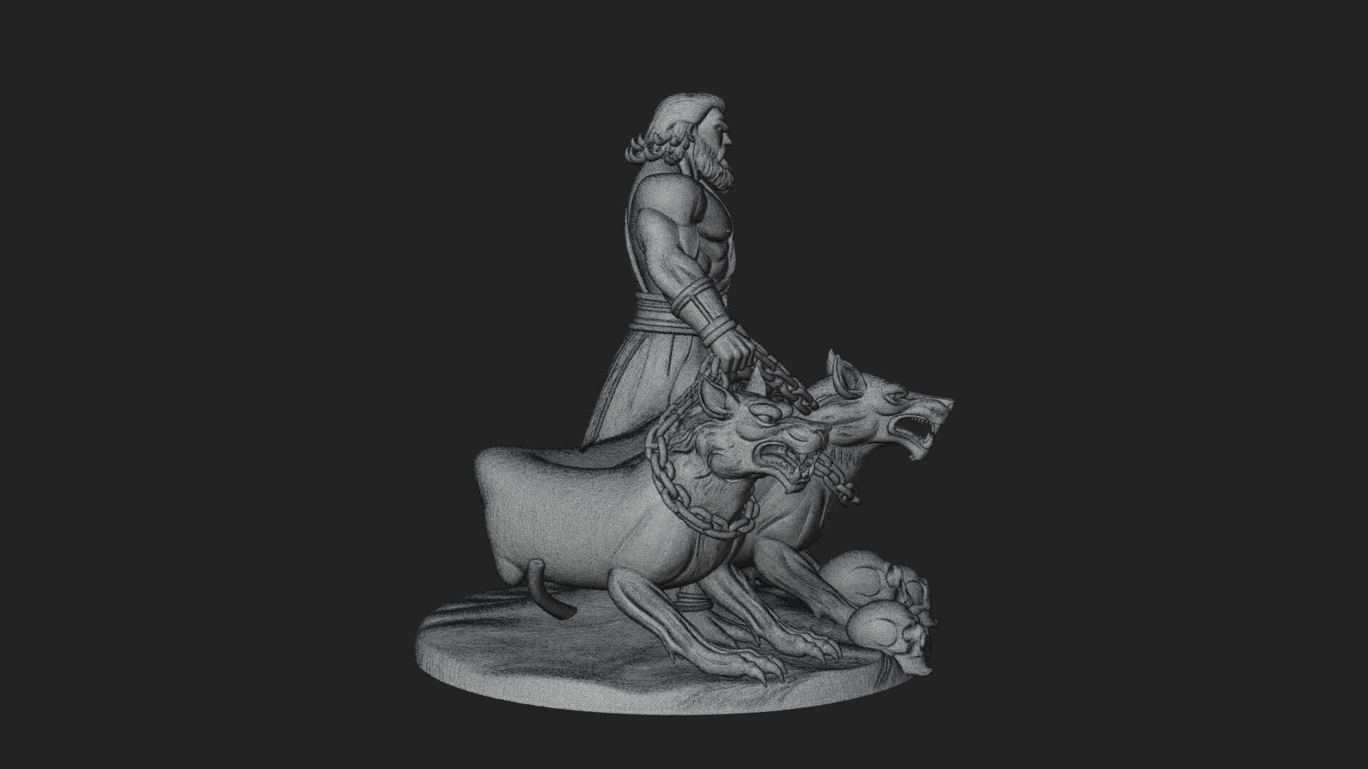 Hades with Cerberus Statue Design 2 3D Print Model 3D Model