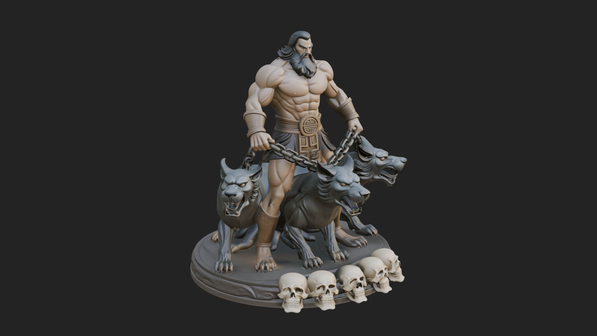 Hades with Cerberus Statue Design 3 3D Print Model 3D Model