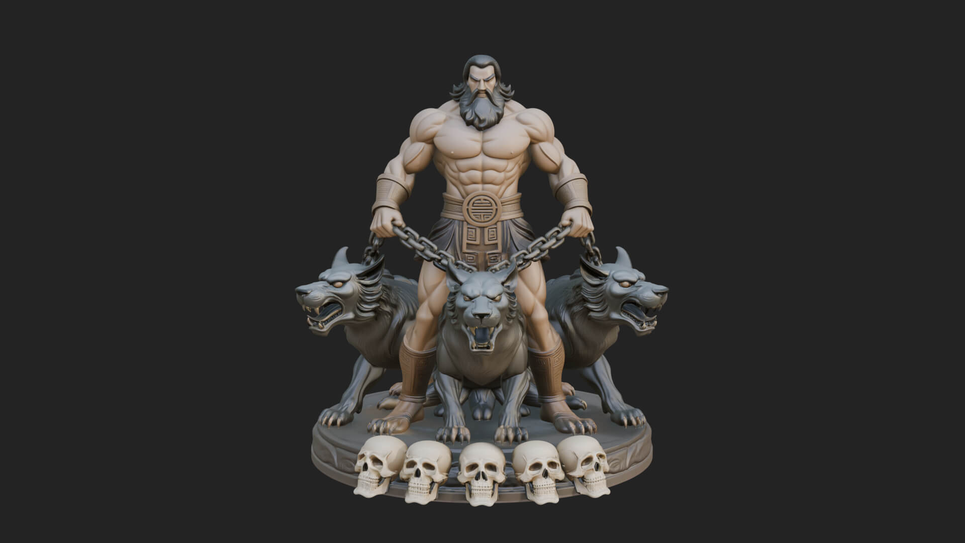Hades with Cerberus Statue Design 3 3D Print Model 3D Model
