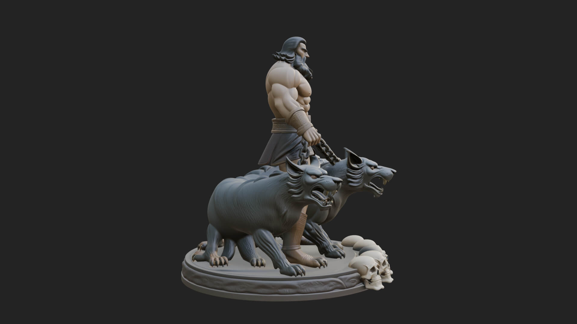 Hades with Cerberus Statue Design 3 3D Print Model 3D Model