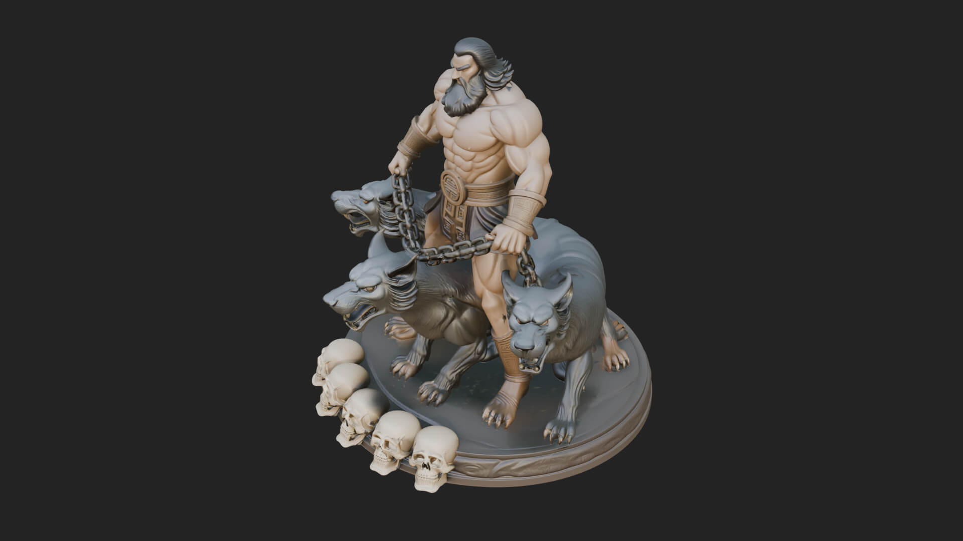 Hades with Cerberus Statue Design 3 3D Print Model 3D Model