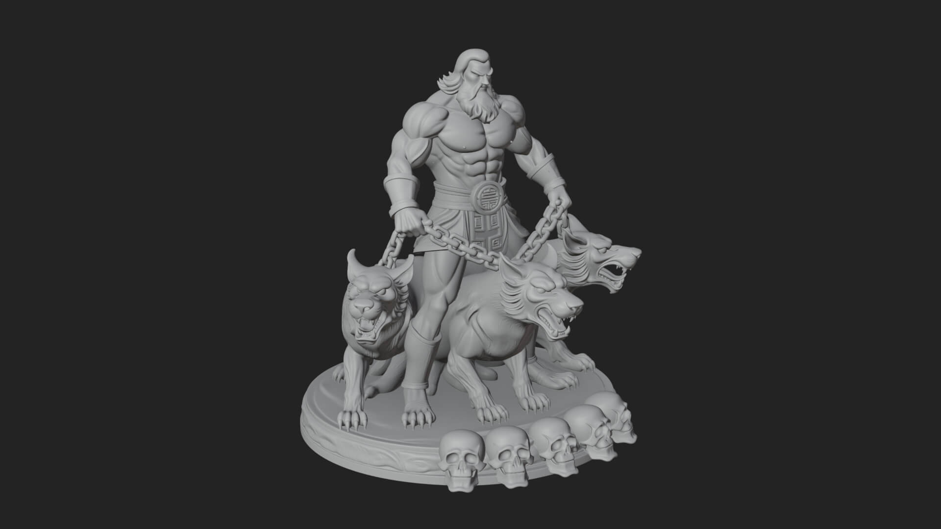 Hades with Cerberus Statue Design 3 3D Print Model 3D Model
