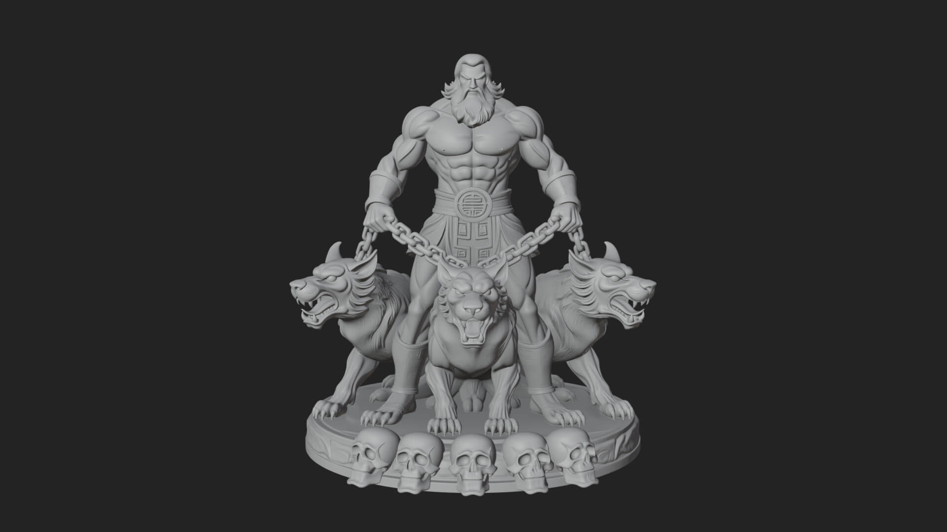 Hades with Cerberus Statue Design 3 3D Print Model 3D Model