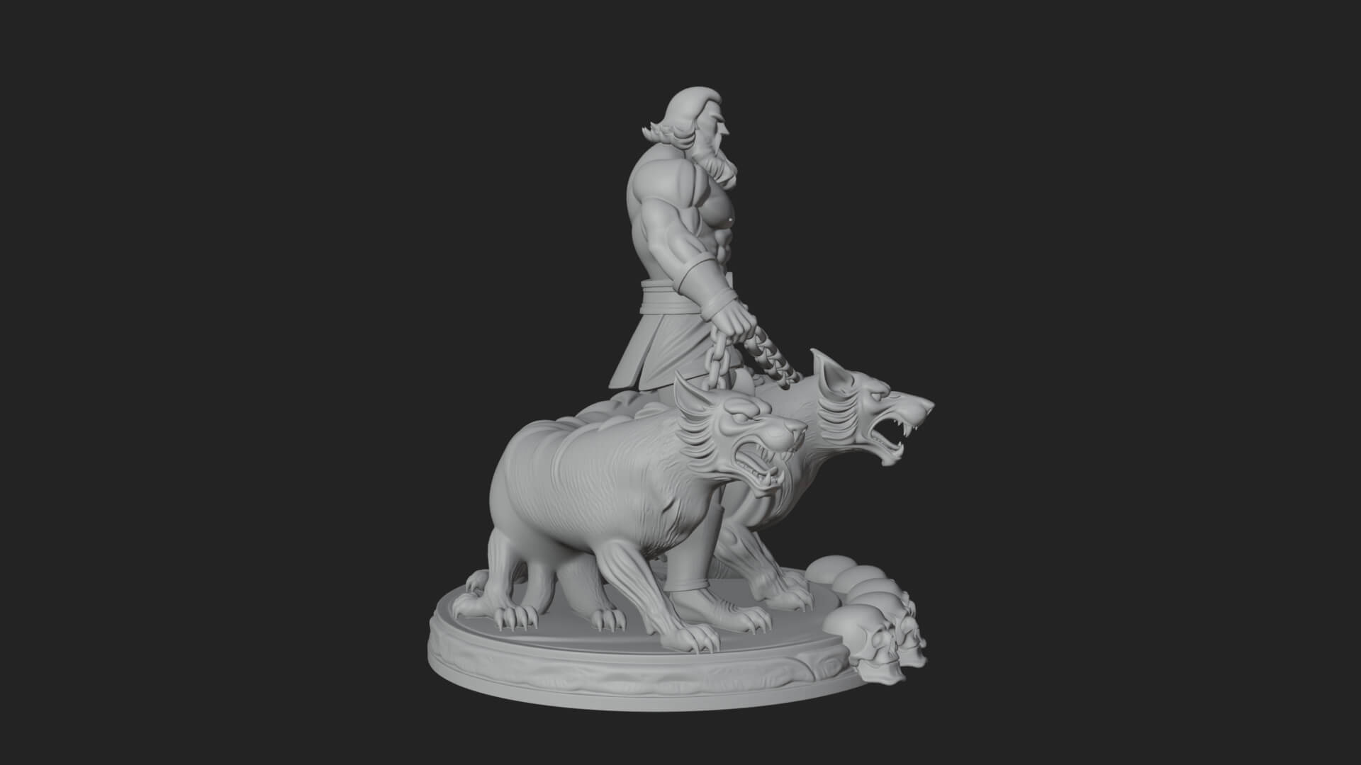 Hades with Cerberus Statue Design 3 3D Print Model 3D Model