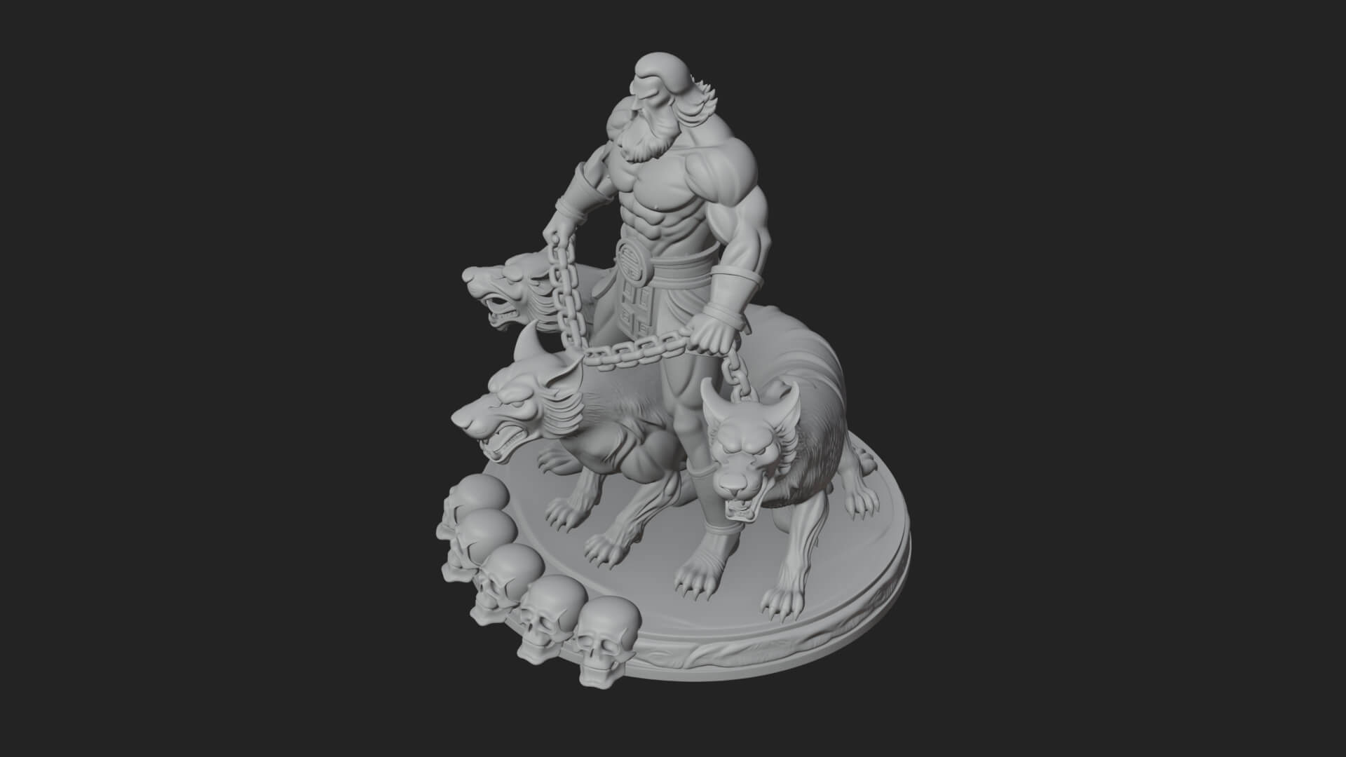 Hades with Cerberus Statue Design 3 3D Print Model 3D Model