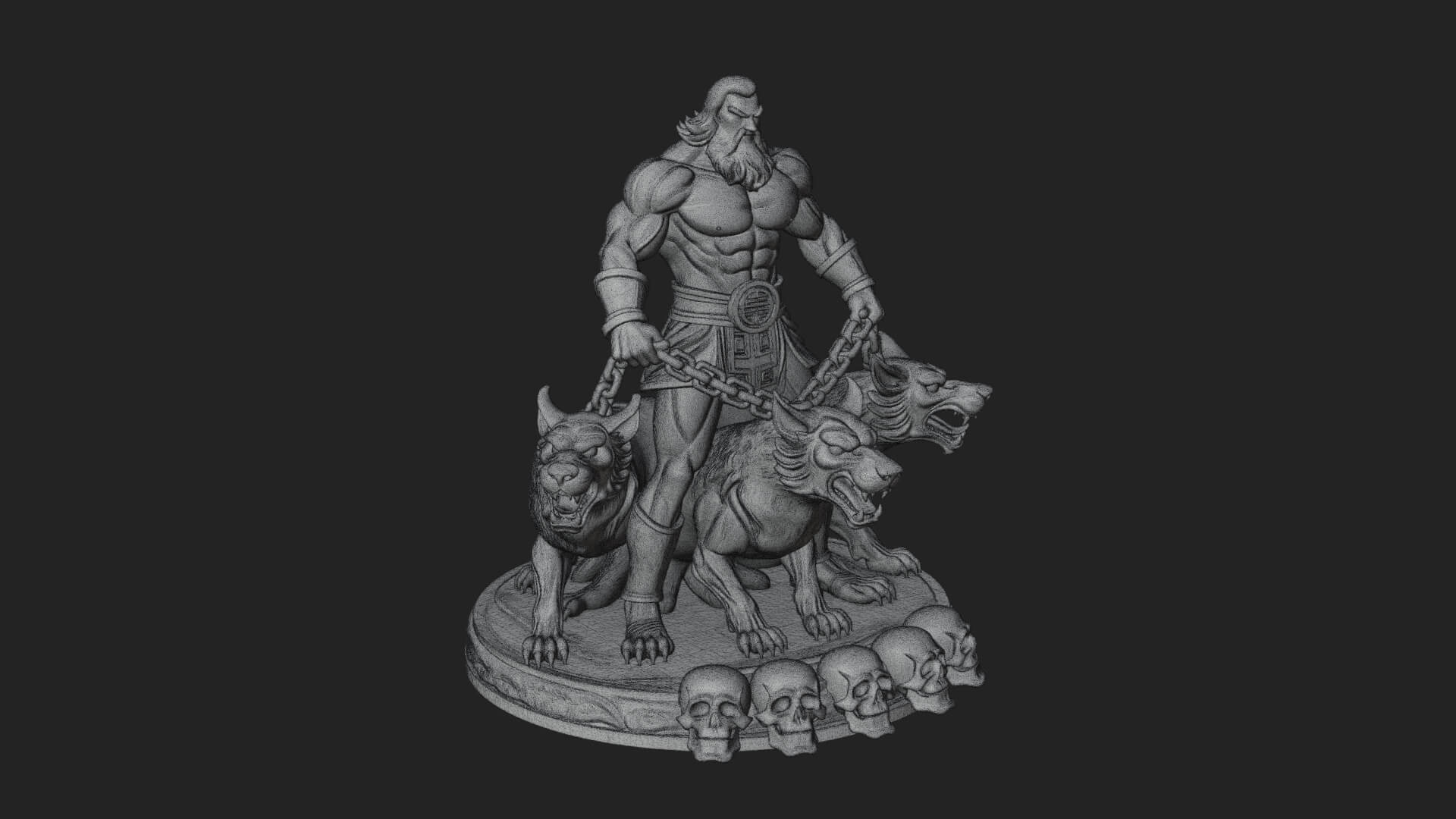 Hades with Cerberus Statue Design 3 3D Print Model 3D Model