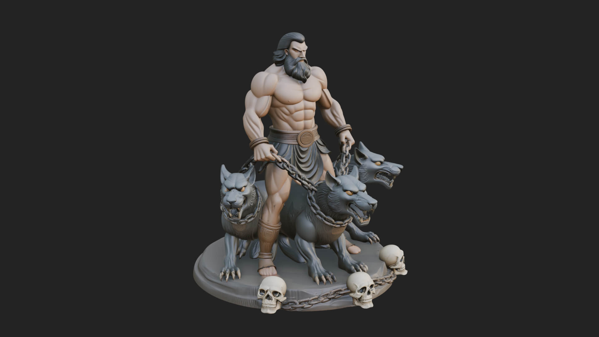 Hades With Cerberus Statue Design 4 3D Print Model 3D Model