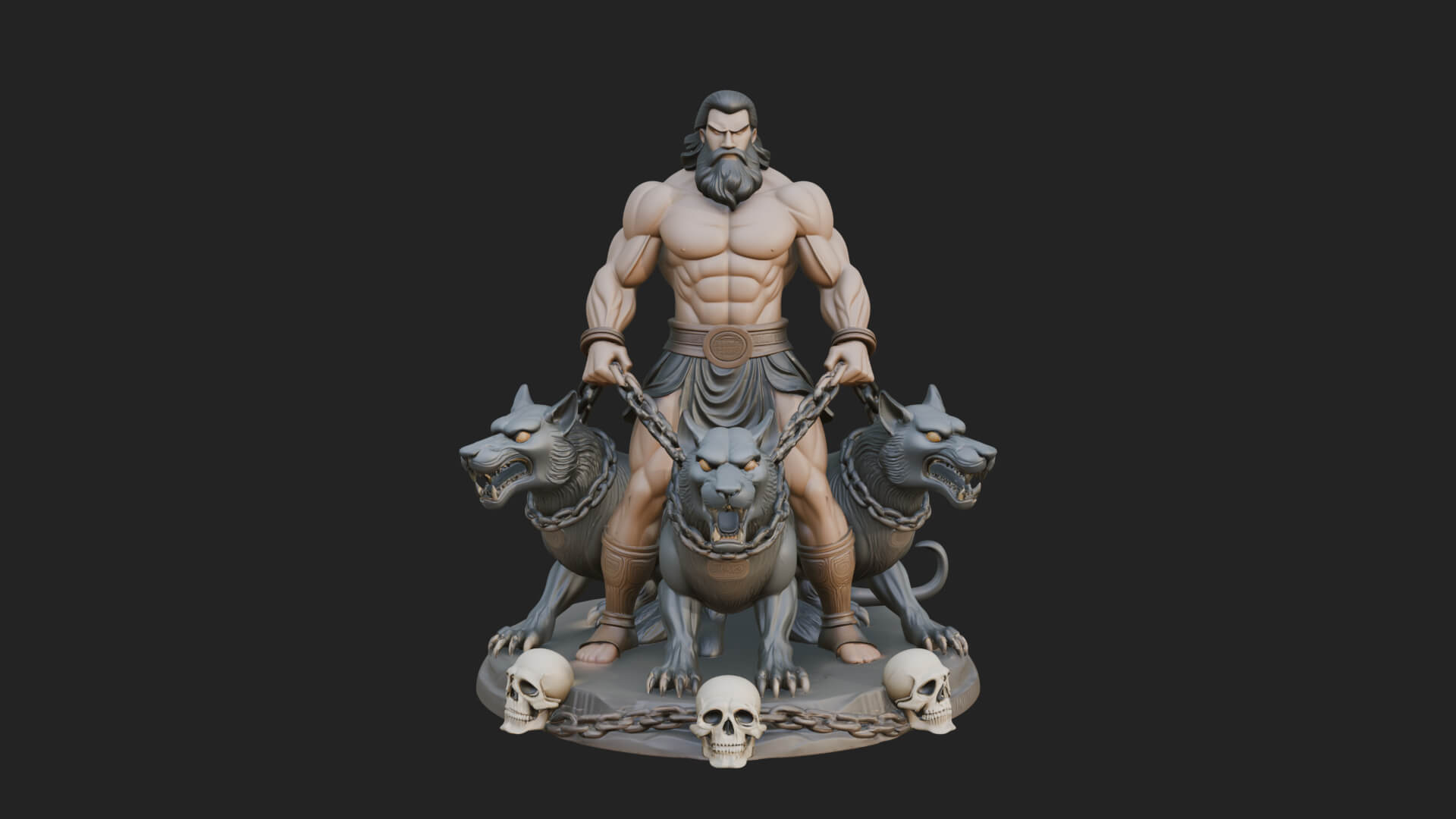 Hades With Cerberus Statue Design 4 3D Print Model 3D Model