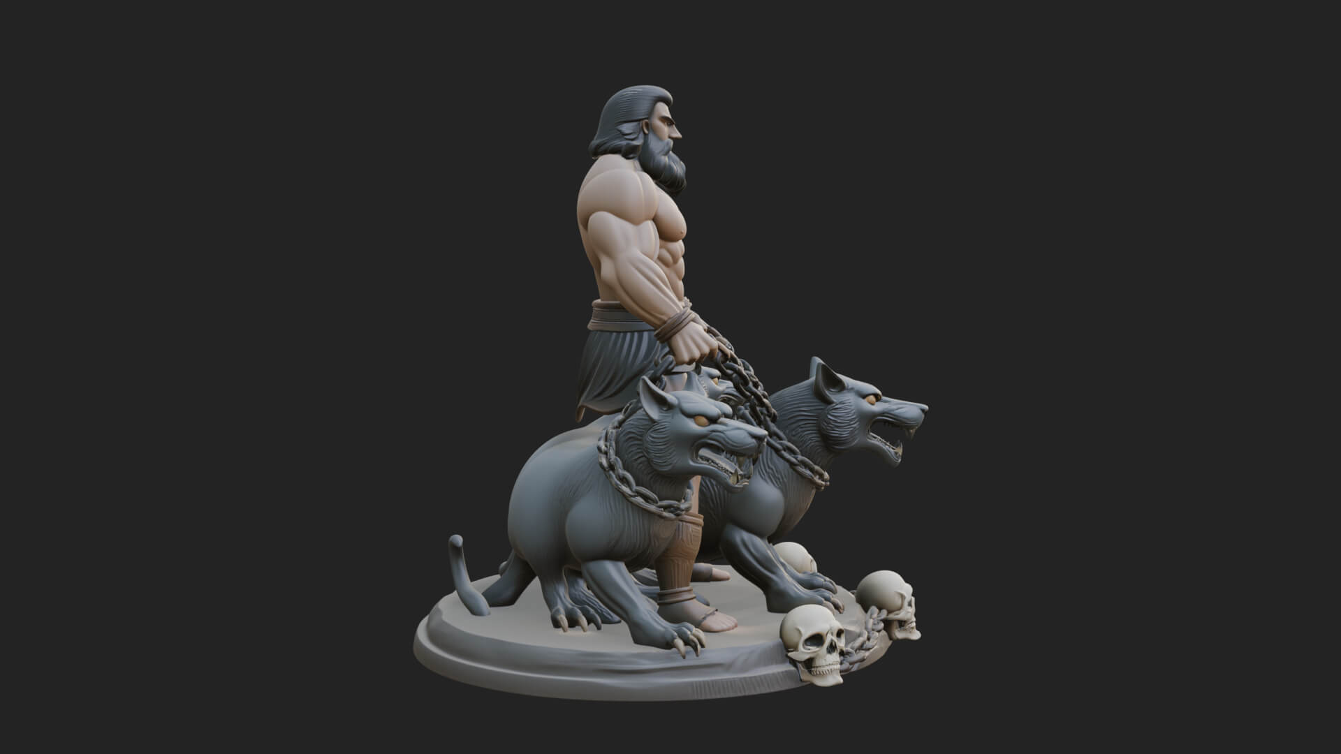 Hades With Cerberus Statue Design 4 3D Print Model 3D Model