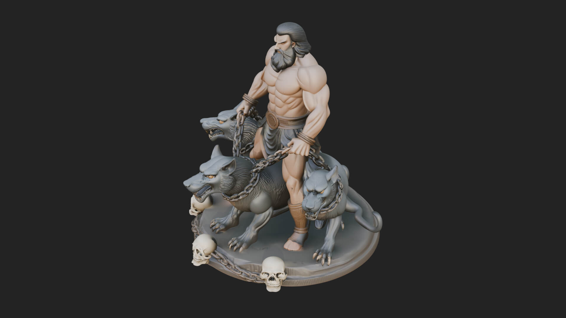Hades With Cerberus Statue Design 4 3D Print Model 3D Model