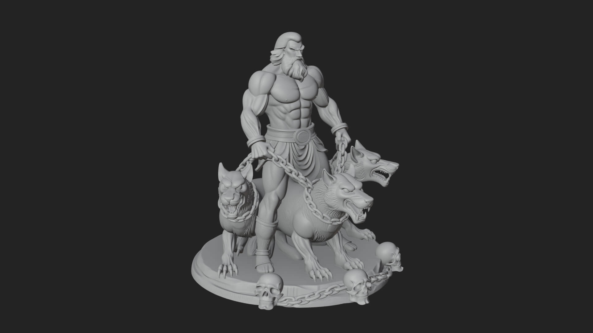 Hades With Cerberus Statue Design 4 3D Print Model 3D Model