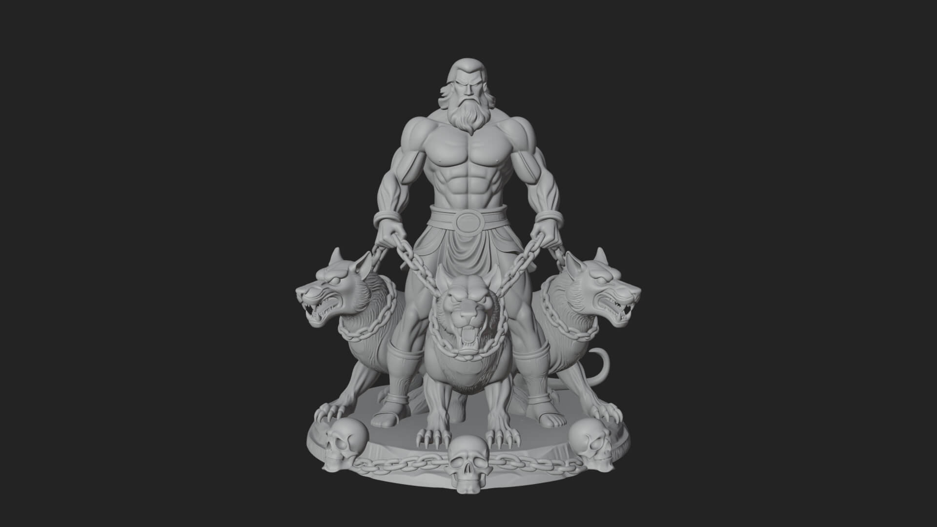 Hades With Cerberus Statue Design 4 3D Print Model 3D Model
