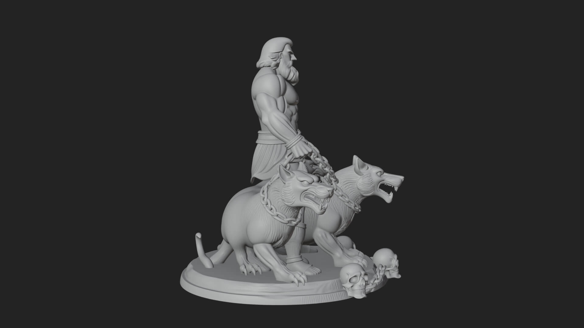 Hades With Cerberus Statue Design 4 3D Print Model 3D Model