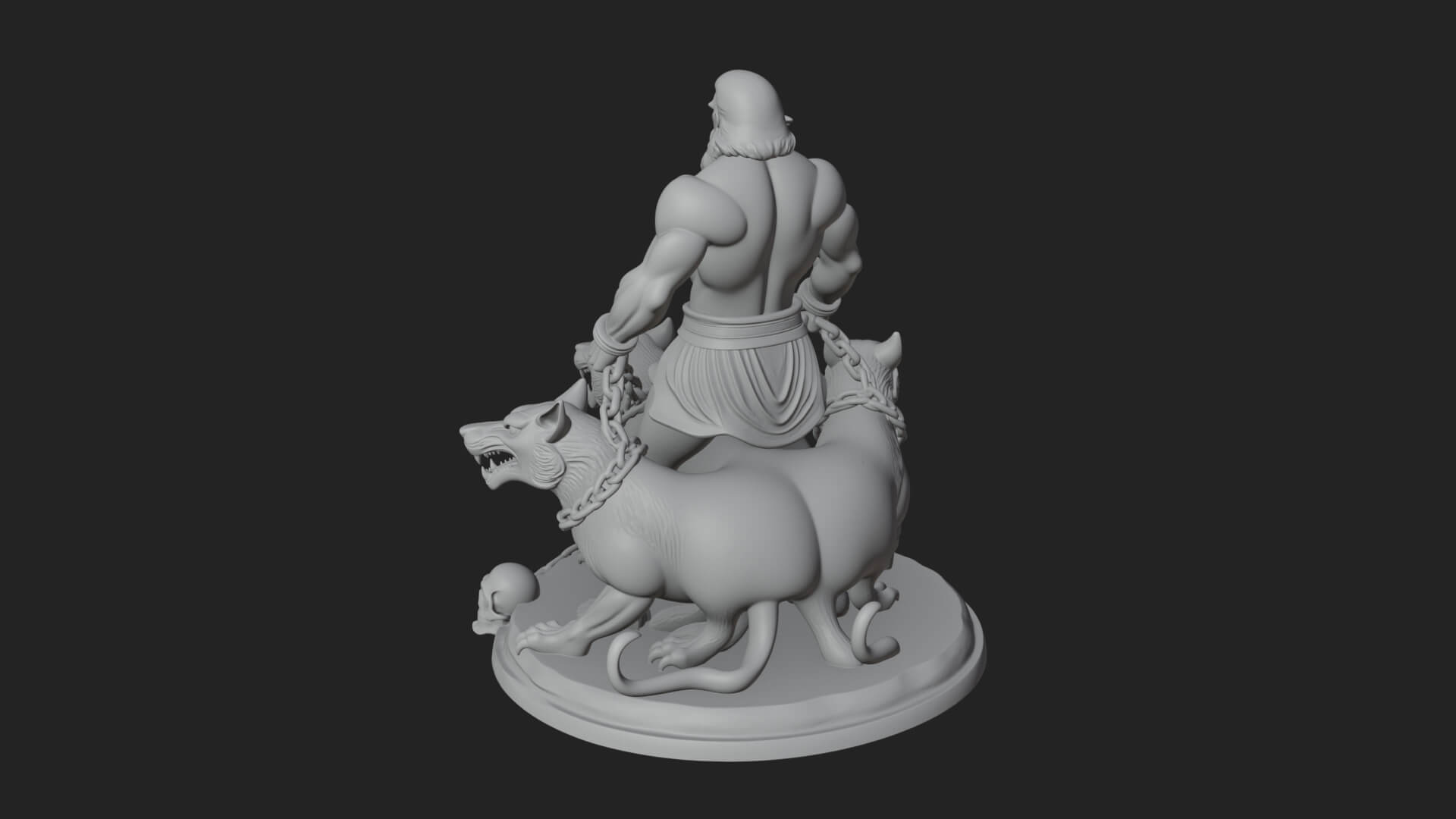 Hades With Cerberus Statue Design 4 3D Print Model 3D Model