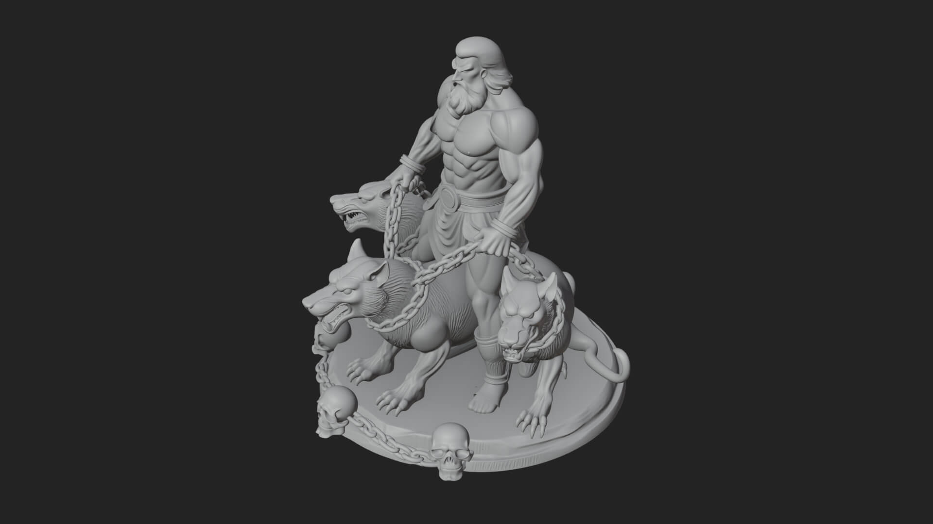 Hades With Cerberus Statue Design 4 3D Print Model 3D Model