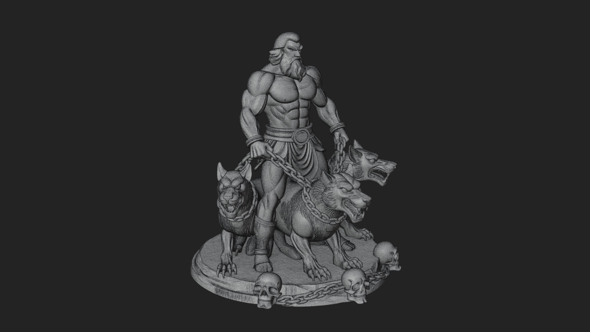 Hades With Cerberus Statue Design 4 3D Print Model 3D Model