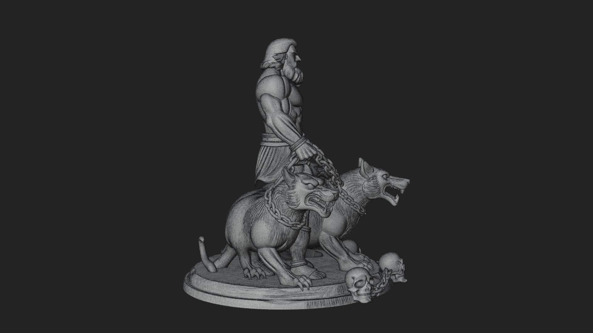 Hades With Cerberus Statue Design 4 3D Print Model 3D Model