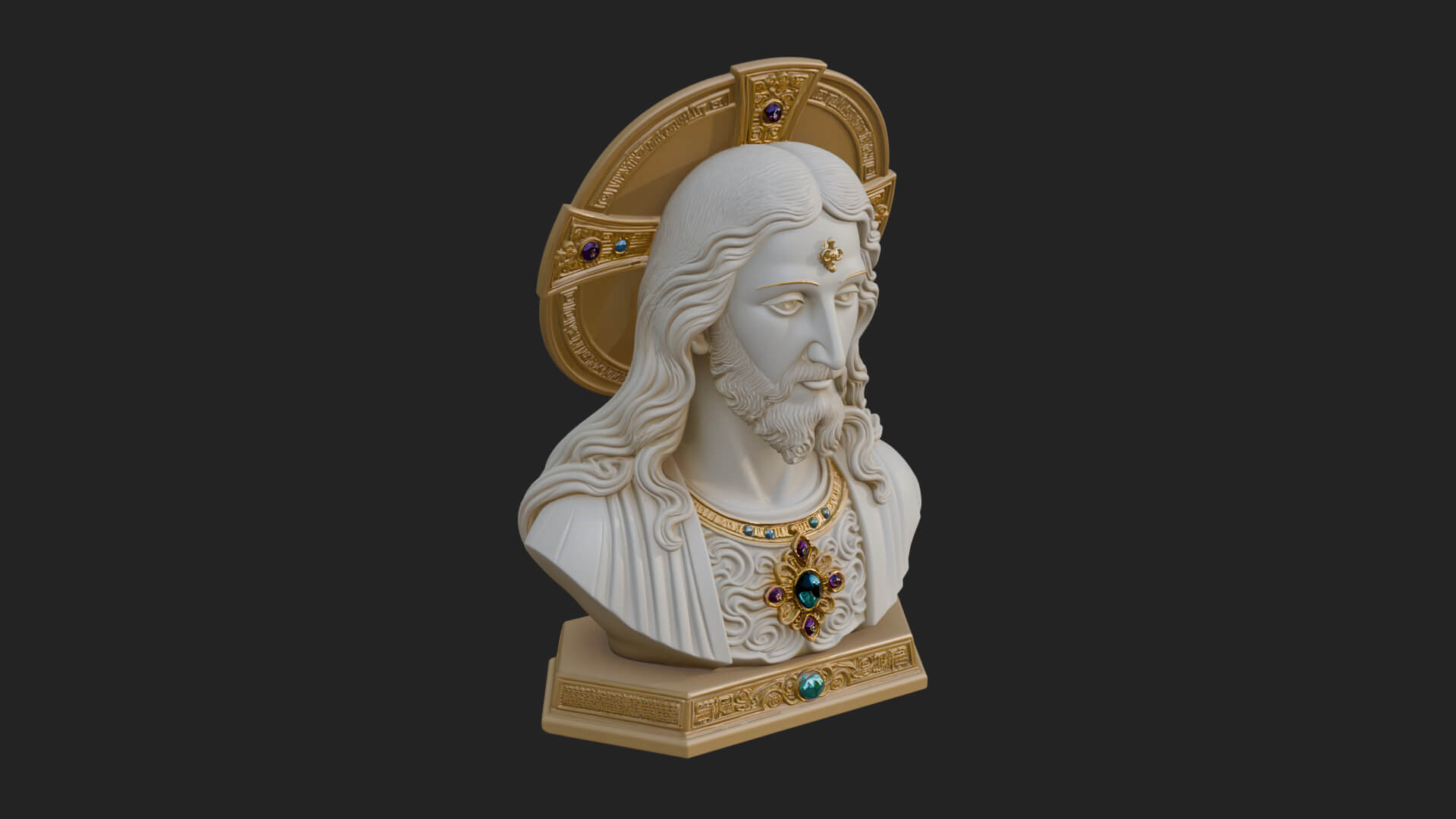 Haloed Christ Bust Statue Design 1 3D Print Model 3D Model